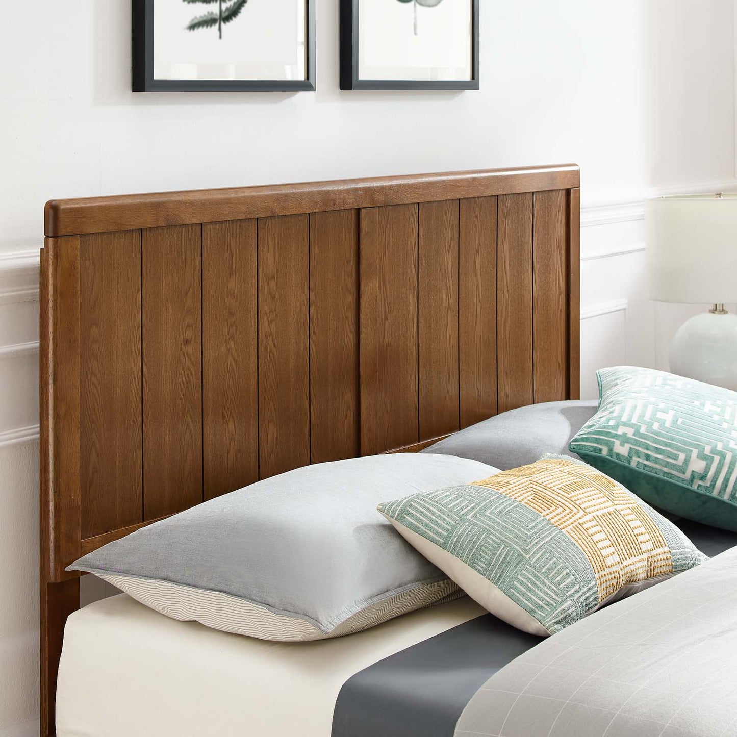 Alana Twin Wood Platform Bed With Angular Frame, Wood, Brown Walnut, 22403