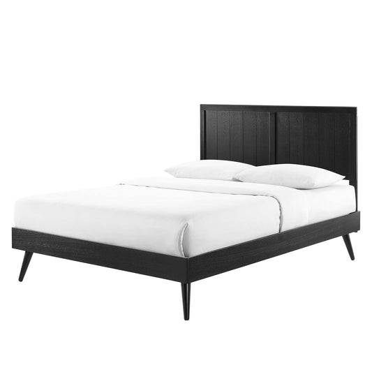 Alana Full Wood Platform Bed With Splayed Legs, Wood, Black, 22404