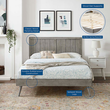 Alana Full Wood Platform Bed With Splayed Legs, Wood, Grey Gray, 22405