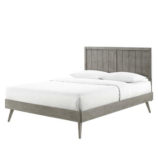 Alana Full Wood Platform Bed With Splayed Legs, Wood, Grey Gray, 22405