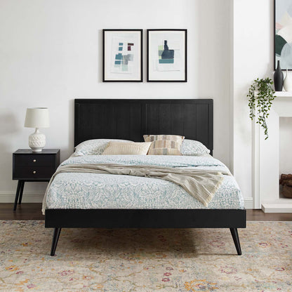 Alana Twin Wood Platform Bed With Splayed Legs, Wood, Black, 22410