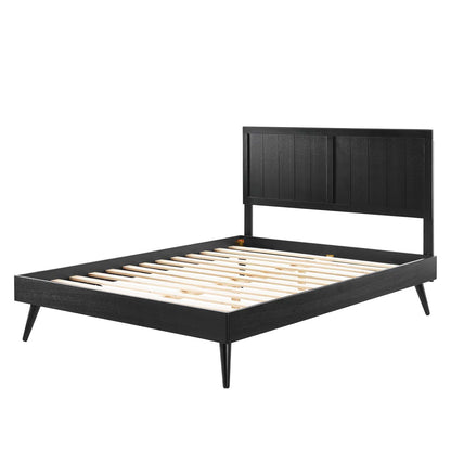 Alana Twin Wood Platform Bed With Splayed Legs, Wood, Black, 22410