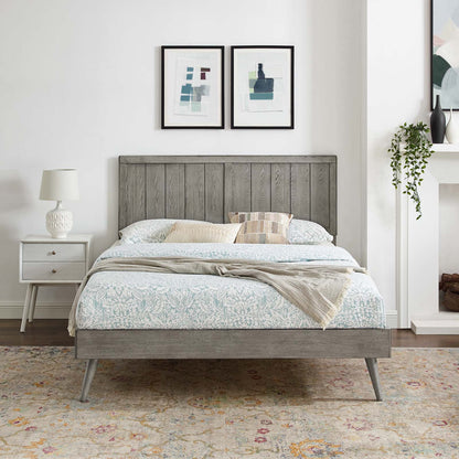 Alana Twin Wood Platform Bed With Splayed Legs, Wood, Grey Gray, 22411