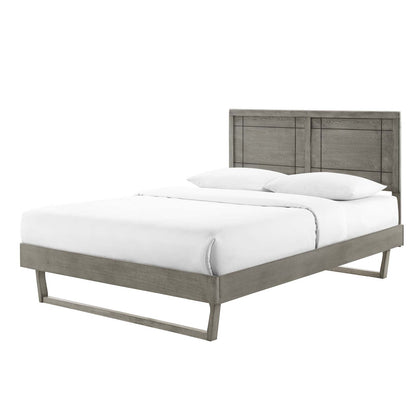Marlee King Wood Platform Bed With Angular Frame, Wood, Grey Gray, 22417