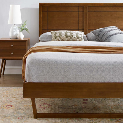 Marlee King Wood Platform Bed With Angular Frame, Wood, Brown Walnut, 22418