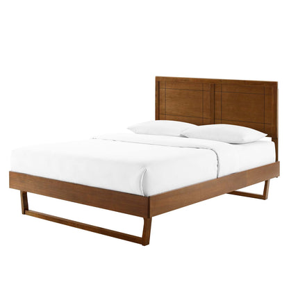 Marlee King Wood Platform Bed With Angular Frame, Wood, Brown Walnut, 22418