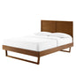 Marlee King Wood Platform Bed With Angular Frame, Wood, Brown Walnut, 22418