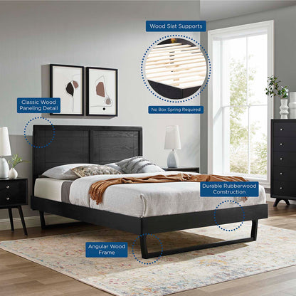 Marlee Twin Wood Platform Bed With Angular Frame, Wood, Black, 22419