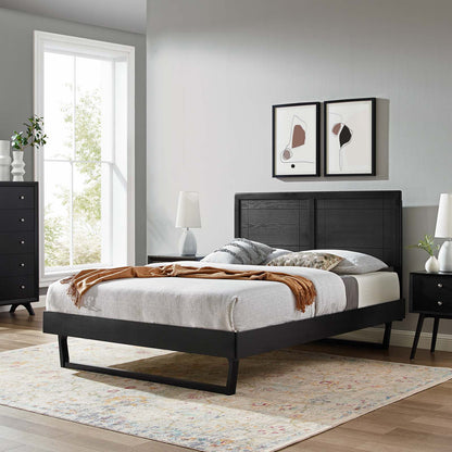 Marlee Twin Wood Platform Bed With Angular Frame, Wood, Black, 22419