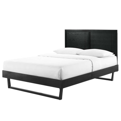 Marlee Twin Wood Platform Bed With Angular Frame, Wood, Black, 22419
