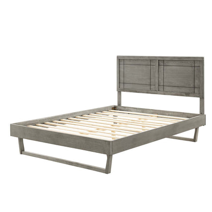 Marlee Twin Wood Platform Bed With Angular Frame, Wood, Grey Gray, 22420