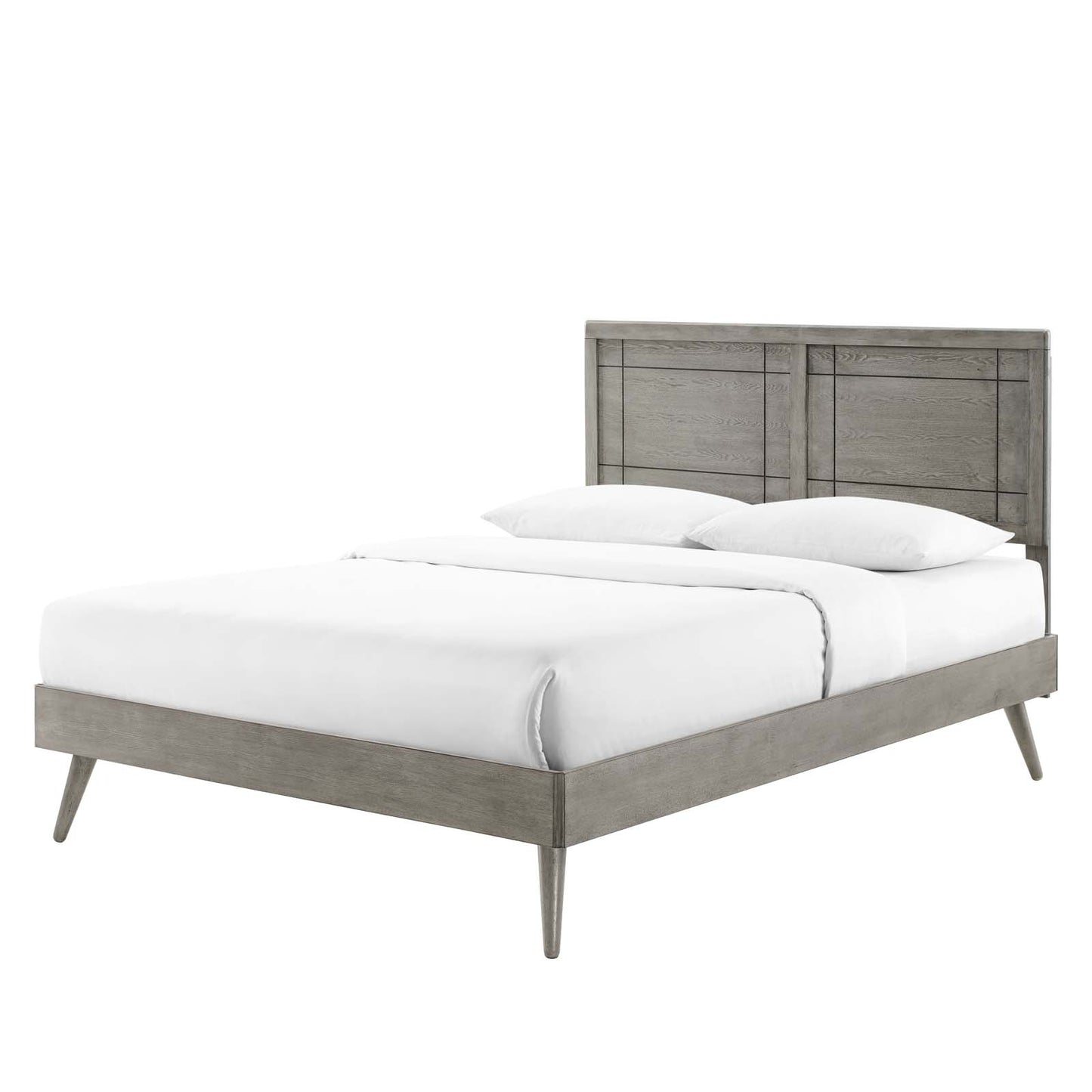 Marlee Full Wood Platform Bed With Splayed Legs, Wood, Grey Gray, 22423