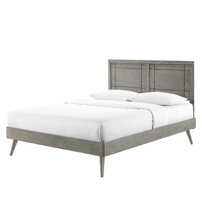 Marlee Full Wood Platform Bed With Splayed Legs, Wood, Grey Gray, 22423