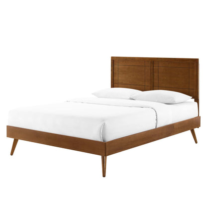 Marlee Full Wood Platform Bed With Splayed Legs, Wood, Brown Walnut, 22424