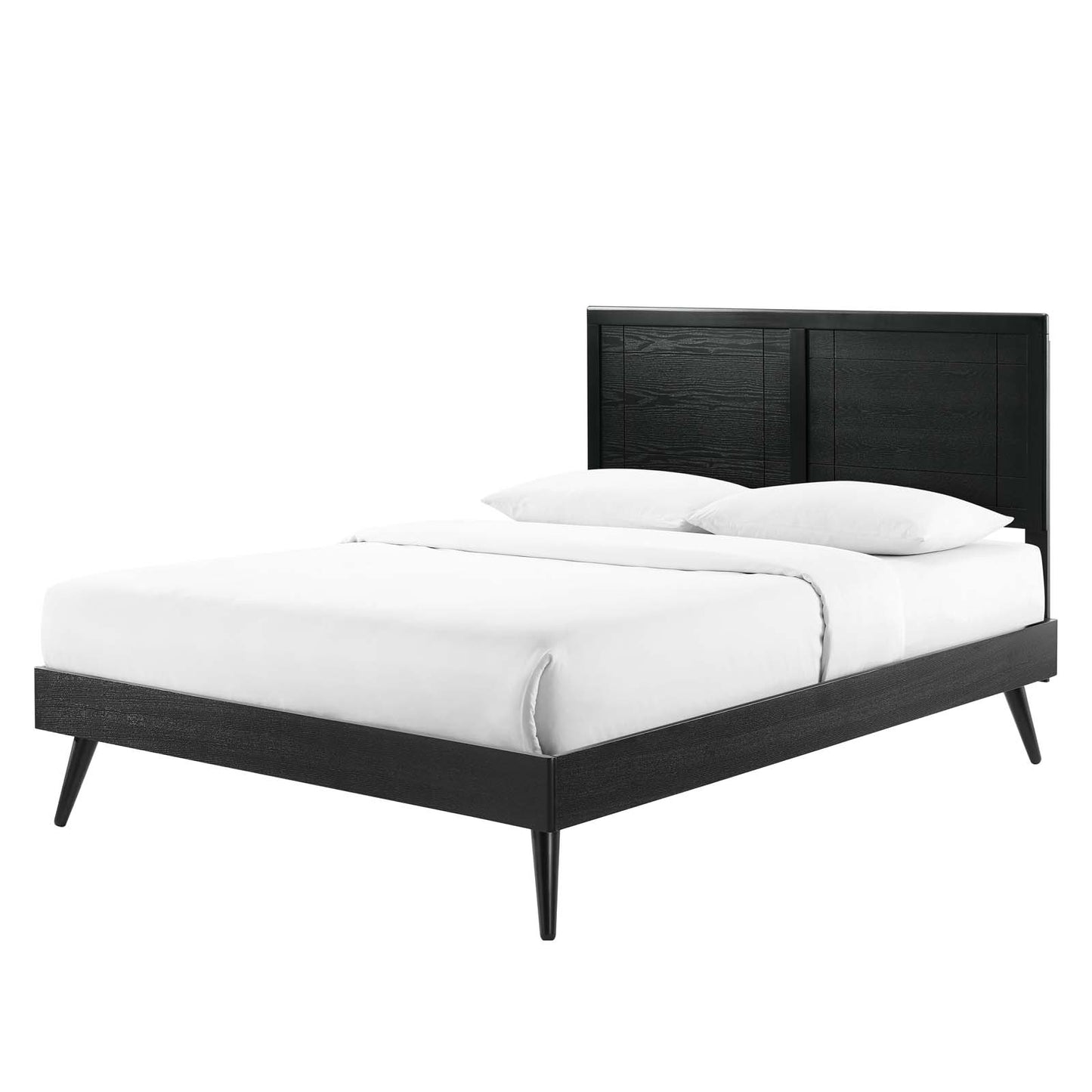 Marlee King Wood Platform Bed With Splayed Legs, Wood, Black, 22425