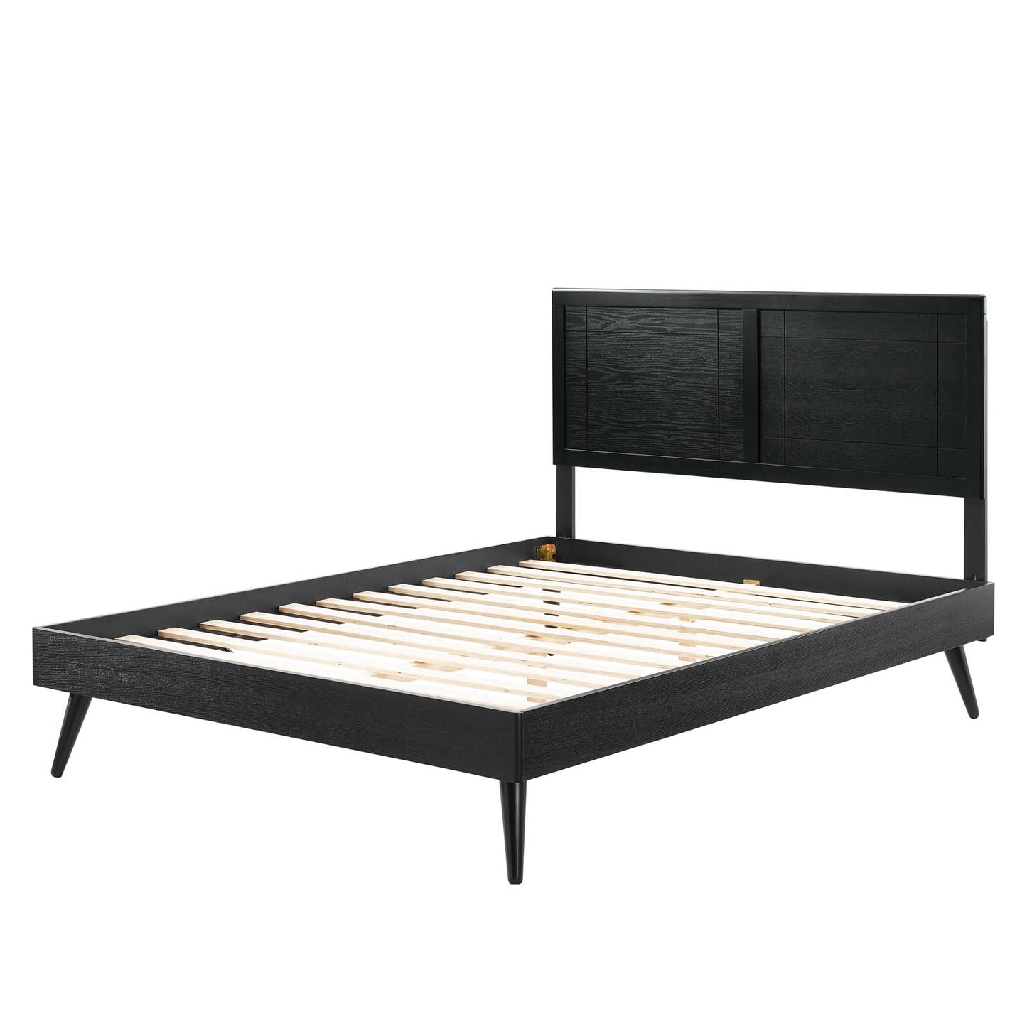 Marlee King Wood Platform Bed With Splayed Legs, Wood, Black, 22425