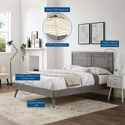 Marlee Twin Wood Platform Bed With Splayed Legs, Wood, Grey Gray, 22429