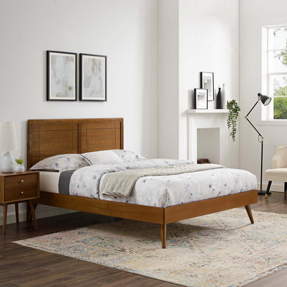Marlee Twin Wood Platform Bed With Splayed Legs, Wood, Brown Walnut, 22430