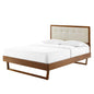 Willow Full Wood Platform Bed With Angular Frame, Wood, Brown Walnut Beige, 22435