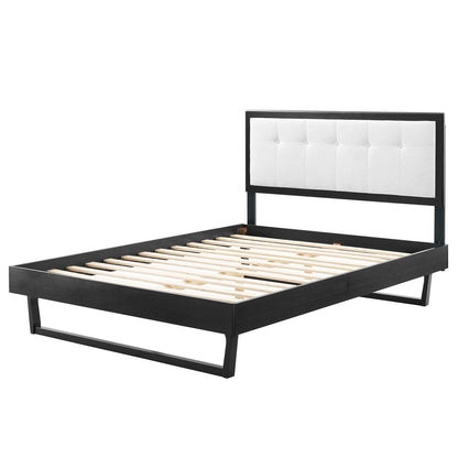 Willow Twin Wood Platform Bed With Angular Frame, Wood, Black White, 22444