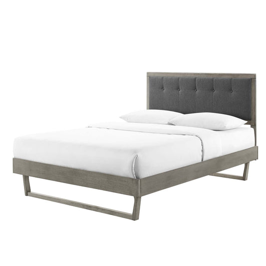 Willow Twin Wood Platform Bed With Angular Frame, Wood, Grey Gray, 22446