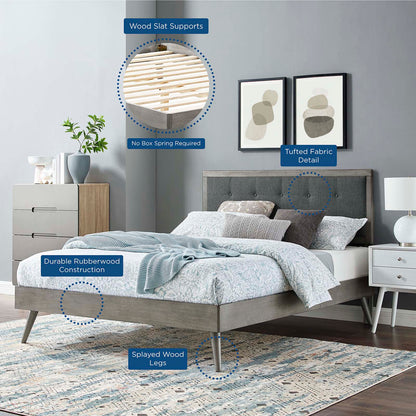 Willow Full Wood Platform Bed With Splayed Legs, Wood, Grey Gray, 22452