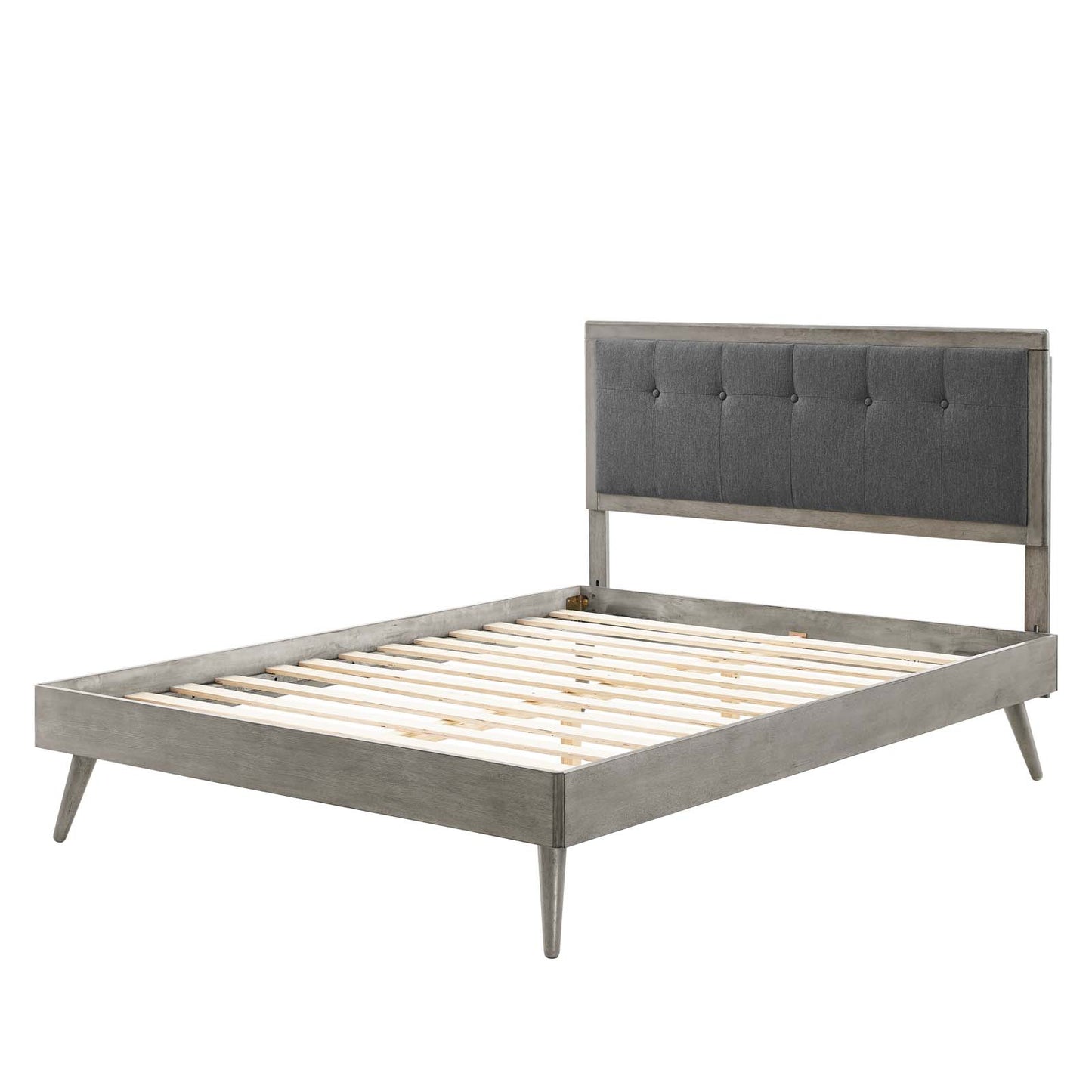 Willow Full Wood Platform Bed With Splayed Legs, Wood, Grey Gray, 22452
