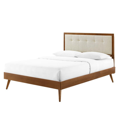 Willow Full Wood Platform Bed With Splayed Legs, Wood, Brown Walnut Beige, 22453