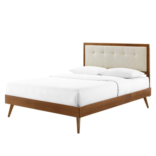 Willow Full Wood Platform Bed With Splayed Legs, Wood, Brown Walnut Beige, 22453