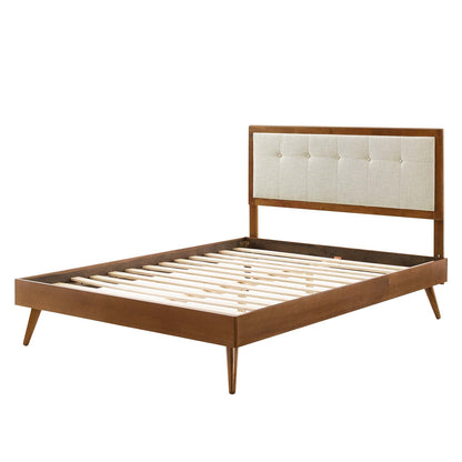 Willow Full Wood Platform Bed With Splayed Legs, Wood, Brown Walnut Beige, 22453