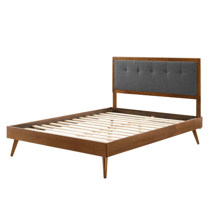 Willow Full Wood Platform Bed With Splayed Legs, Wood, Brown Walnut Grey Gray, 22454