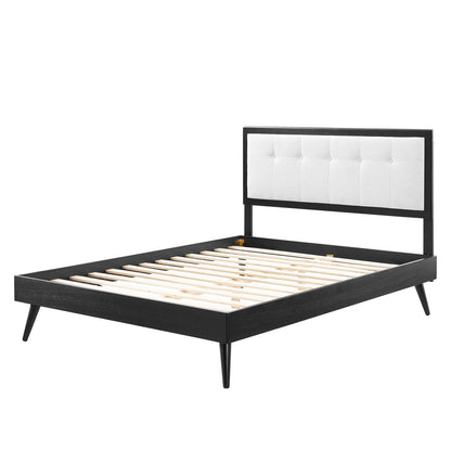 Willow King Wood Platform Bed With Splayed Legs, Wood, Black White, 22456