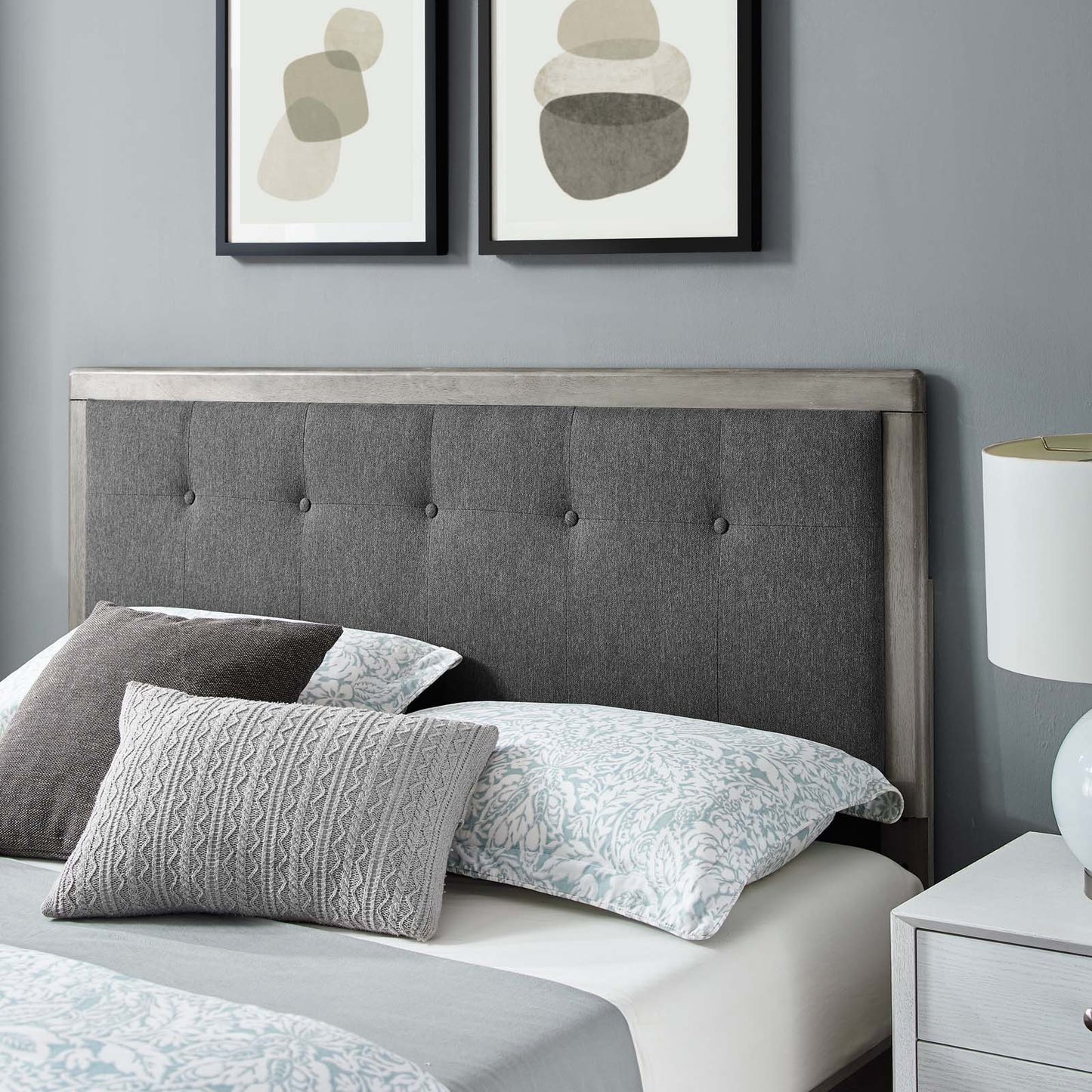 Willow King Wood Platform Bed With Splayed Legs, Wood, Grey Gray, 22458
