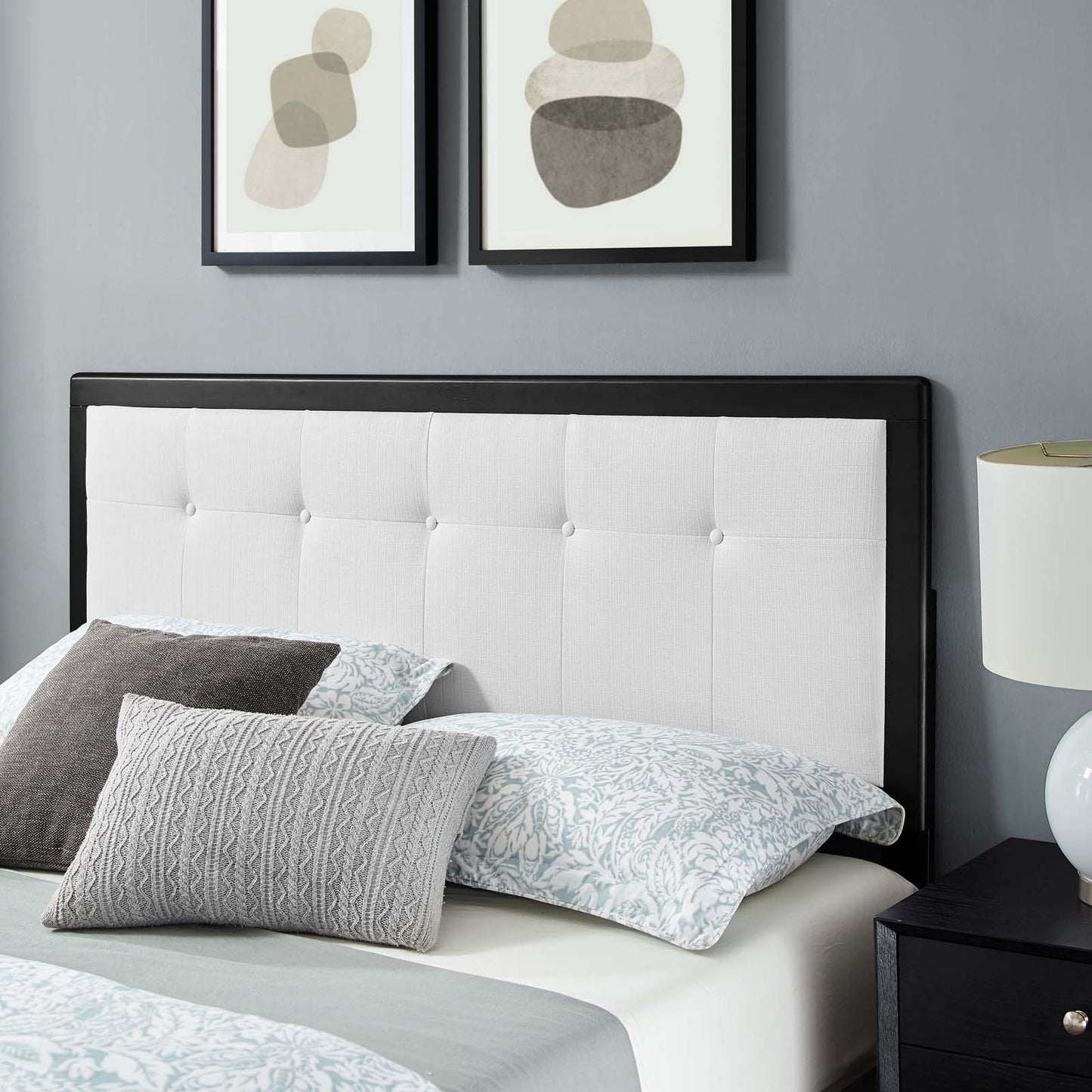 Willow Twin Wood Platform Bed With Splayed Legs, Wood, Black White, 22462