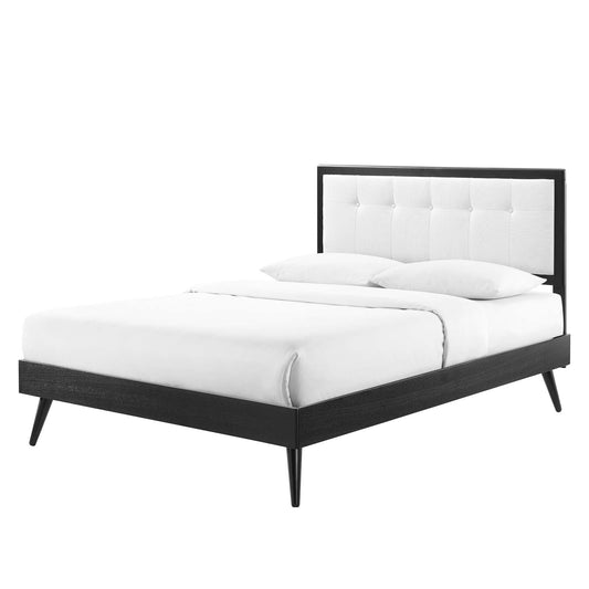 Willow Twin Wood Platform Bed With Splayed Legs, Wood, Black White, 22462