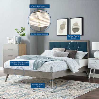 Willow Twin Wood Platform Bed With Splayed Legs, Wood, Grey Gray Navy Blue, 22463