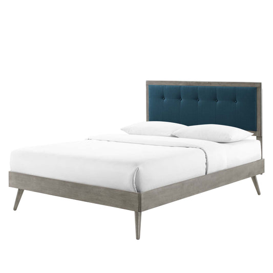 Willow Twin Wood Platform Bed With Splayed Legs, Wood, Grey Gray Navy Blue, 22463