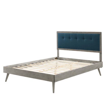 Willow Twin Wood Platform Bed With Splayed Legs, Wood, Grey Gray Navy Blue, 22463