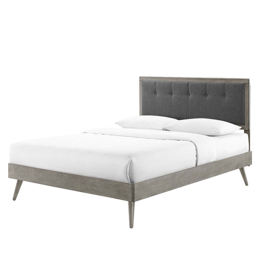 Willow Twin Wood Platform Bed With Splayed Legs, Wood, Grey Gray, 22464