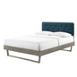 Bridgette Full Wood Platform Bed With Angular Frame, Wood, Grey Gray Navy Blue, 22469