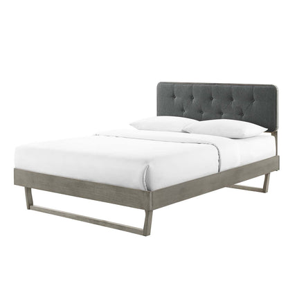 Bridgette Full Wood Platform Bed With Angular Frame, Wood, Grey Gray, 22470