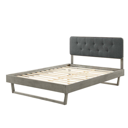 Bridgette Full Wood Platform Bed With Angular Frame, Wood, Grey Gray, 22470