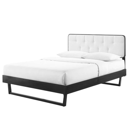 Bridgette King Wood Platform Bed With Angular Frame, Wood, Black White, 22474