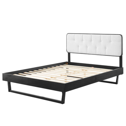 Bridgette King Wood Platform Bed With Angular Frame, Wood, Black White, 22474