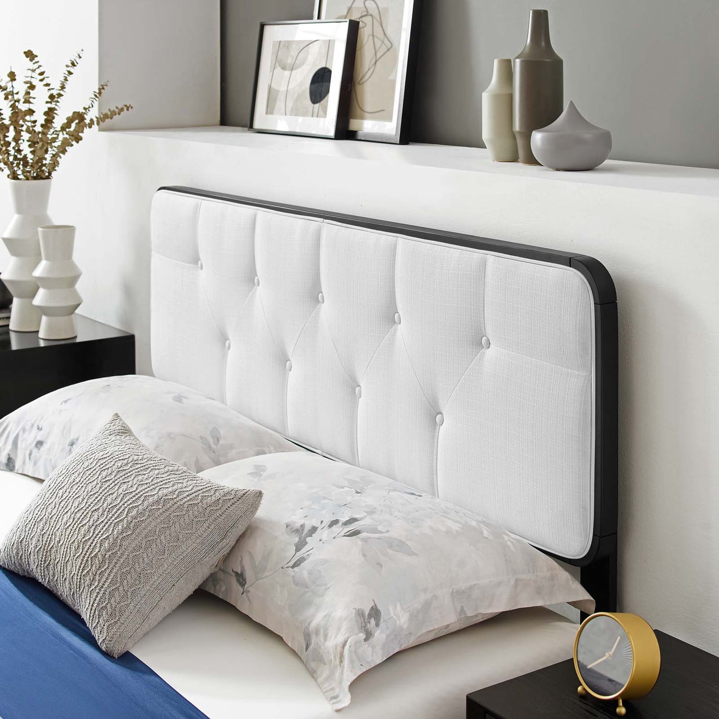 Bridgette Twin Wood Platform Bed With Angular Frame, Wood, Black White, 22480
