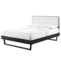 Bridgette Twin Wood Platform Bed With Angular Frame, Wood, Black White, 22480