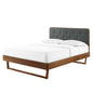 Bridgette Twin Wood Platform Bed With Angular Frame, Wood, Brown Walnut Grey Gray, 22484