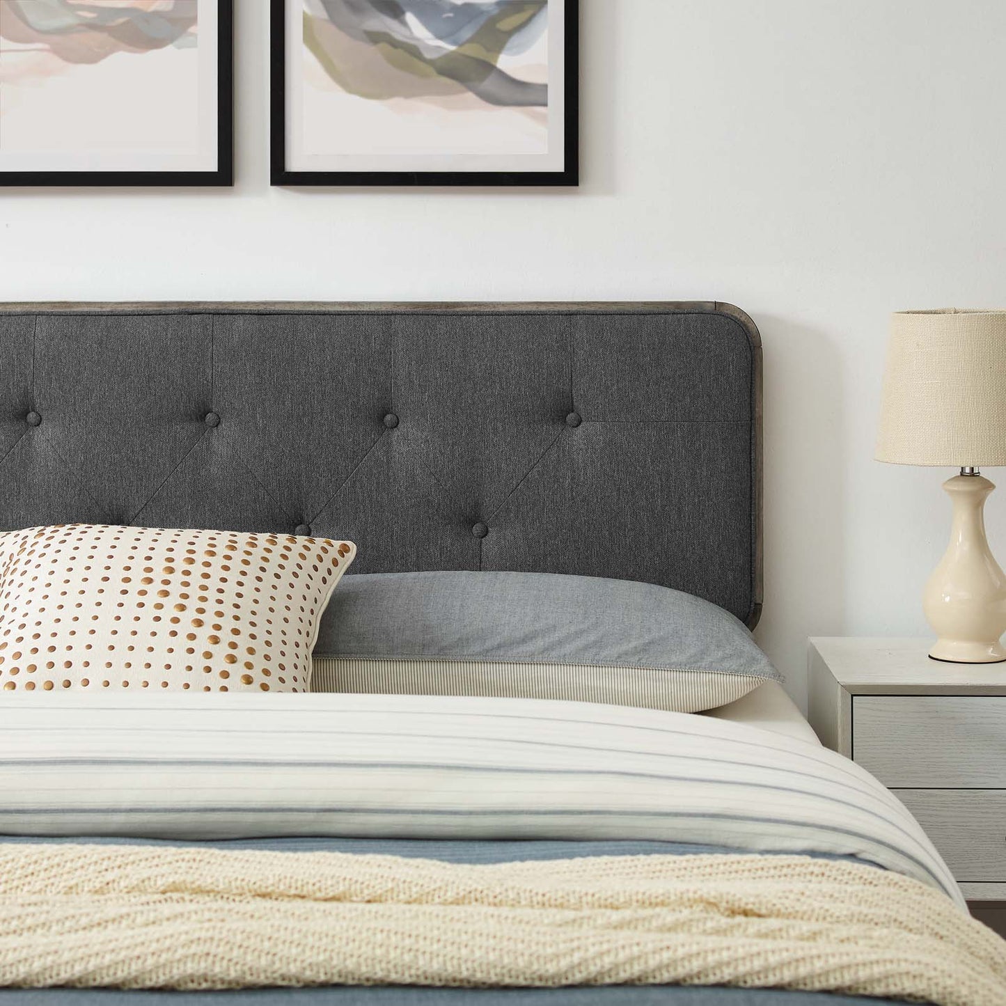 Bridgette Full Wood Platform Bed With Splayed Legs, Wood, Grey Gray, 22488