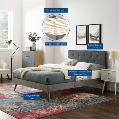 Bridgette Full Wood Platform Bed With Splayed Legs, Wood, Grey Gray, 22488