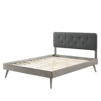 Bridgette Full Wood Platform Bed With Splayed Legs, Wood, Grey Gray, 22488